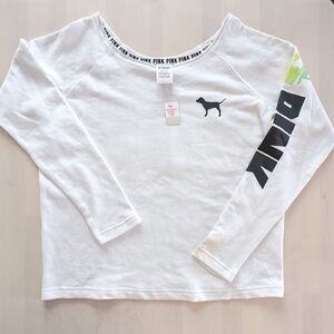 🧡 PINK Victoria's Secret Scoop Neck Pullover Sweatshirt... AS IS. PLEASE READ.